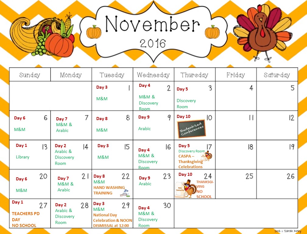 November Calendar CAS KG 1
